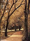 Famous Path Paintings - Yerres, Path Through the Old Growth Woods in the Park